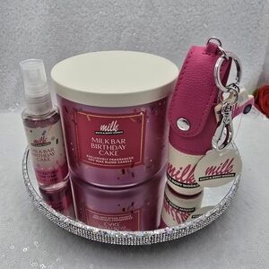 Bath & Body Works Milk Bar Limited Edition Bundle 3 Wick Candle Hand Sanitizer +